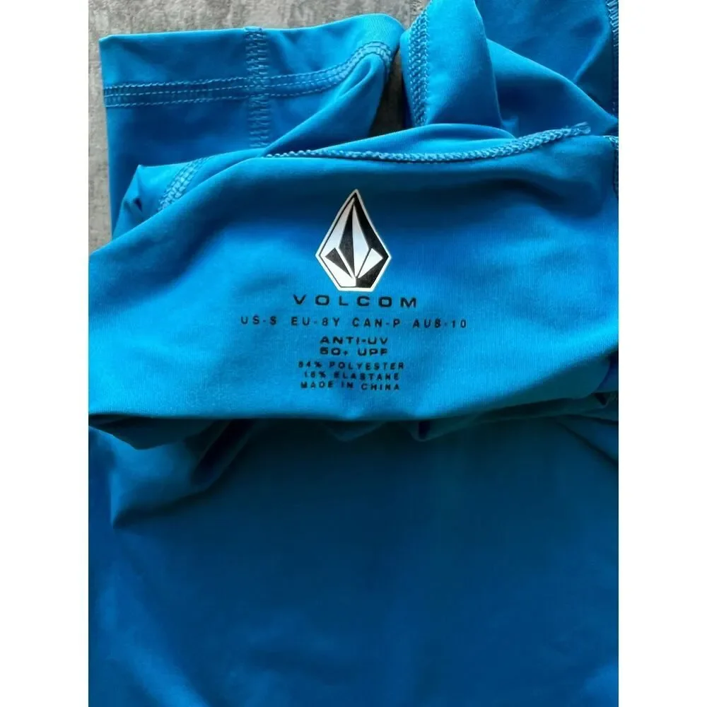 VOLCOM Kids Lido Short Sleeve Rashguard Toddler Blue Surf Anti UV 50+ UPF S NEW